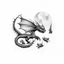 tiny dragons flying  with sparkles scattered around tattoo design idea