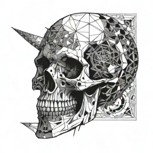 skull and moon merging together tattoo design idea
