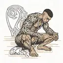 muscular black boy sitting  tattoo design idea