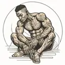 muscular black boy sitting  tattoo design idea