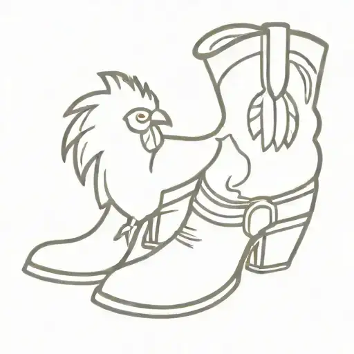 chicken wearing cowboy boots tattoo design idea