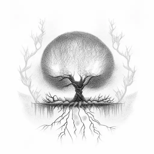 lightning tree tattoo design idea
