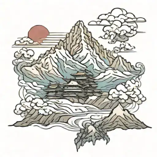 mount everest in japanese art style tattoo tattoo design idea