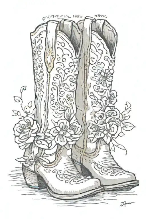 "You were my Sweetest Hello and my Hardest Goodbye 6.6.2024" with a pair of cowboy boots in the background  tattoo design idea
