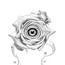 crying eye with roses tattoo design idea