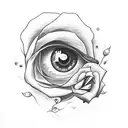 crying eye with roses tattoo design idea