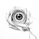 crying eye with roses tattoo design idea