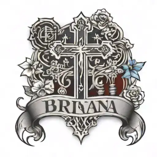 name Brianna with crosses tattoo design idea