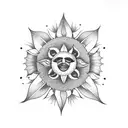 flowers with moon and sun  tattoo design idea