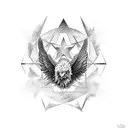 gemini star sign, eagle tattoo design idea