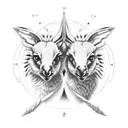 gemini, astrology, wallabie, emu, eagle tattoo design idea