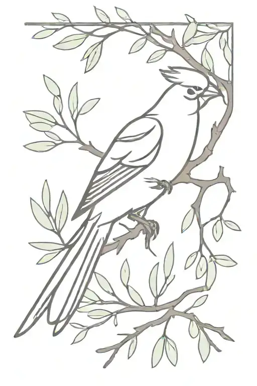 cockatiel and juniper branch tattoo design idea