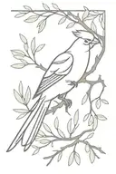 cockatiel and juniper branch tattoo design idea