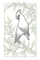 cockatiel and juniper branch tattoo design idea