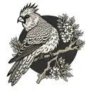 cockatiel and juniper tree branch tattoo design idea