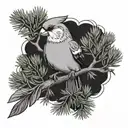 cockatiel and juniper tree branch tattoo design idea