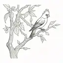 cockatiel and juniper tree tattoo design idea