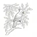 cockatiel and juniper tree tattoo design idea