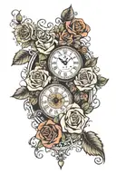 name Abel, roses and time  tattoo design idea