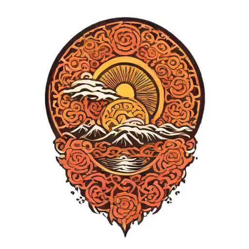 JAPANESE SUN BEAM tattoo design idea