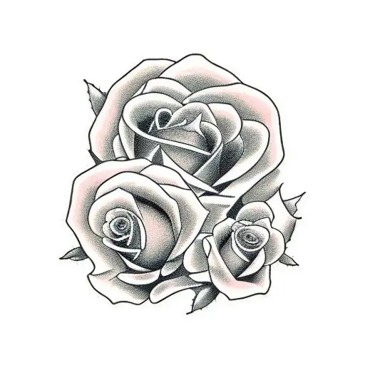 march 4 2006 in Roman numerals with roses at both end tattoo design idea