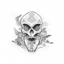 skeleton on snowboard tattoo design idea