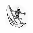 skeleton on snowboard tattoo design idea
