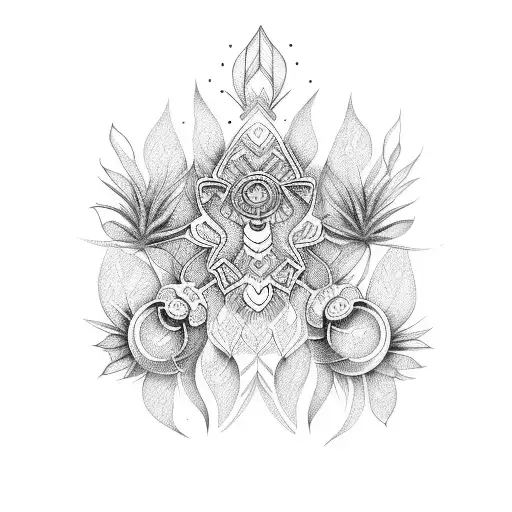 An intricate design featuring indigenous Colombian flora and fauna tattoo design idea