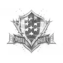 An abstract design combining checkered flags with vintage Chevrolet muscle car details in a dotwork style tattoo design idea