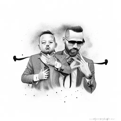 fathers love for his two sons tattoo design idea
