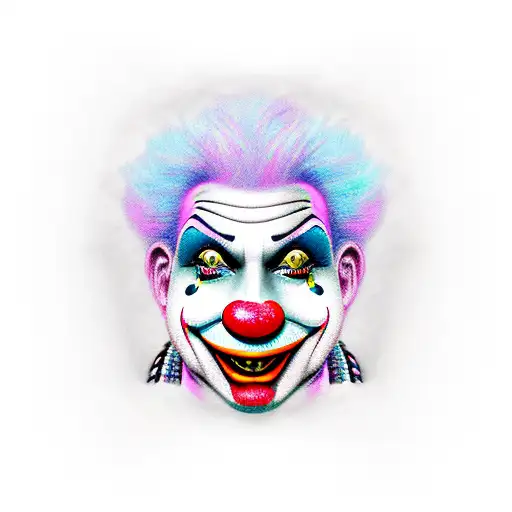 pink sad clown tattoo design idea