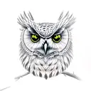 An owl is sitting on a branch tattoo design idea