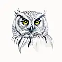An owl is sitting on a branch tattoo design idea