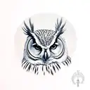 An owl is sitting on a branch tattoo design idea