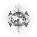 trees with Toronto maple leaf with planets sleeve tattoo design idea