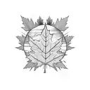 trees with Toronto maple leaf with planets sleeve tattoo design idea