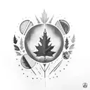 trees with Toronto maple leaf with planets sleeve tattoo design idea
