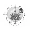 trees with Toronto maple leaf with planets sleeve tattoo design idea