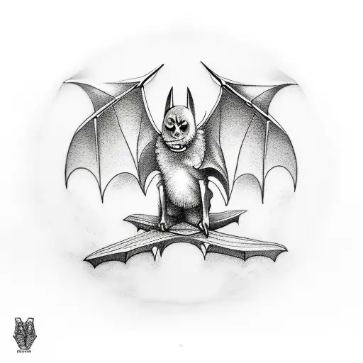 bat ouija board tattoo design idea