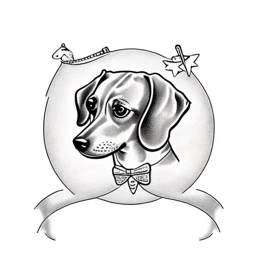 dachshund farting tattoo design idea