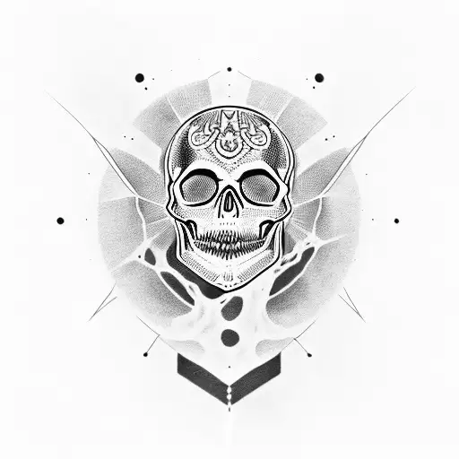 Skull With glowing eyes and a helmet tattoo design idea