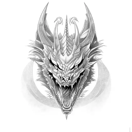 a western dragon with wolf-like features tattoo design idea
