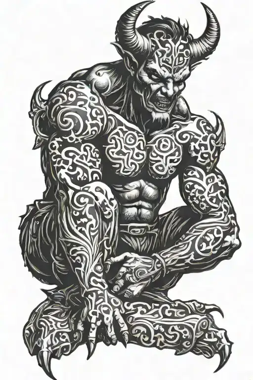 devil with prostitutes  tattoo design idea
