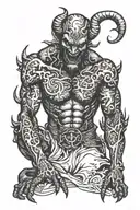 devil with prostitutes  tattoo design idea