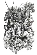 four horsemen of Apocalypse with elements of war  tattoo design idea
