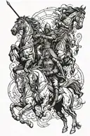 four horsemen of Apocalypse with elements of war  tattoo design idea