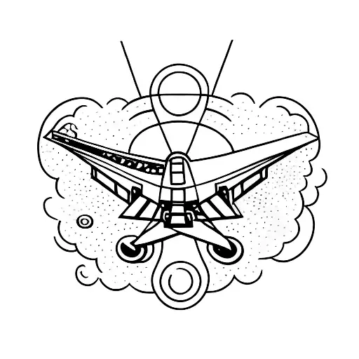 a line tattoo of an aeroplane doing aerobatics tattoo design idea