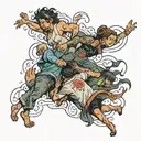 four people falling  tattoo design idea