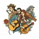 four people singing  tattoo design idea