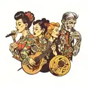 four people singing  tattoo design idea